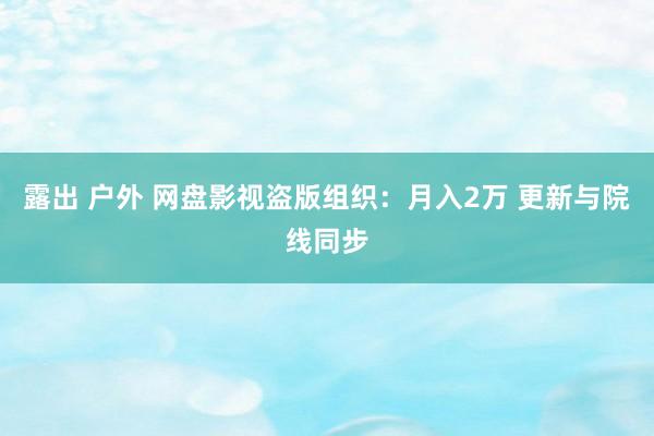 露出 户外 网盘影视盗版组织：月入2万 更新与院线同步